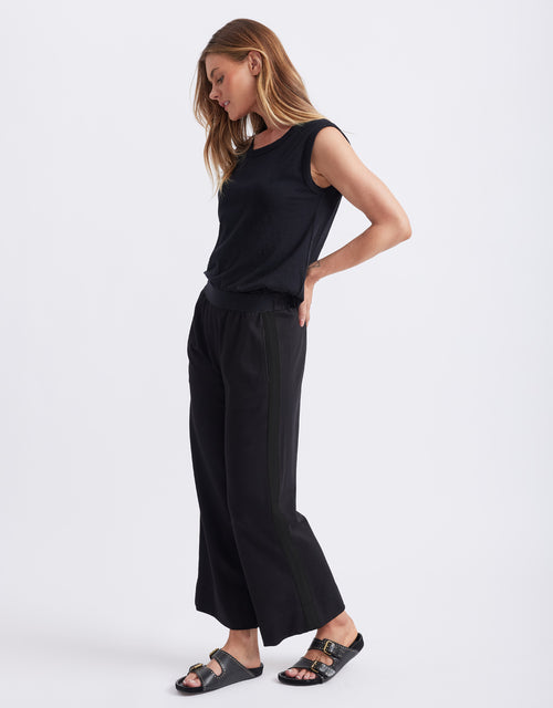 Timeless 7/8 Ponte Pant - Black/Black Stripe