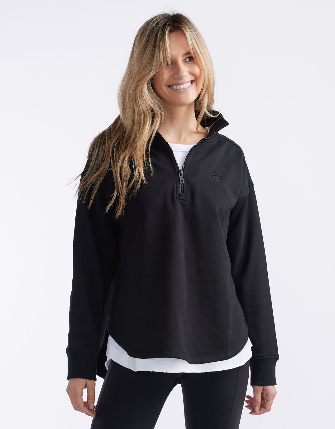 Buy Unwind Half Zip Sweater Black White for Sale Online