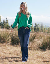 Upstate Double Cuff Knit Jumper - Emerald/Navy