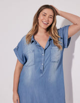 Amber Vintage Denim Dress - Chambray