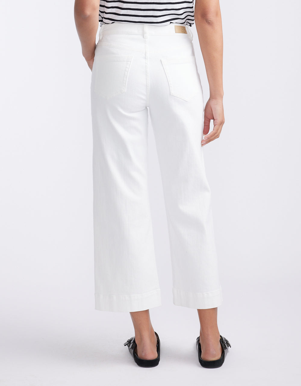 Catalina Cropped Wide Leg Jeans - White