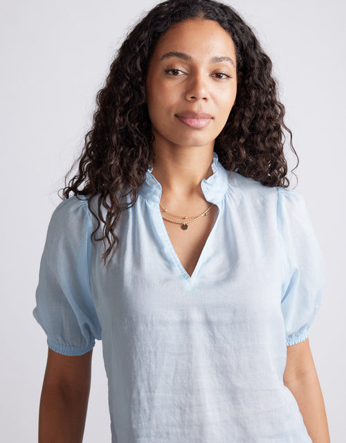 Camden Ruffle Blouse - Ice Blue