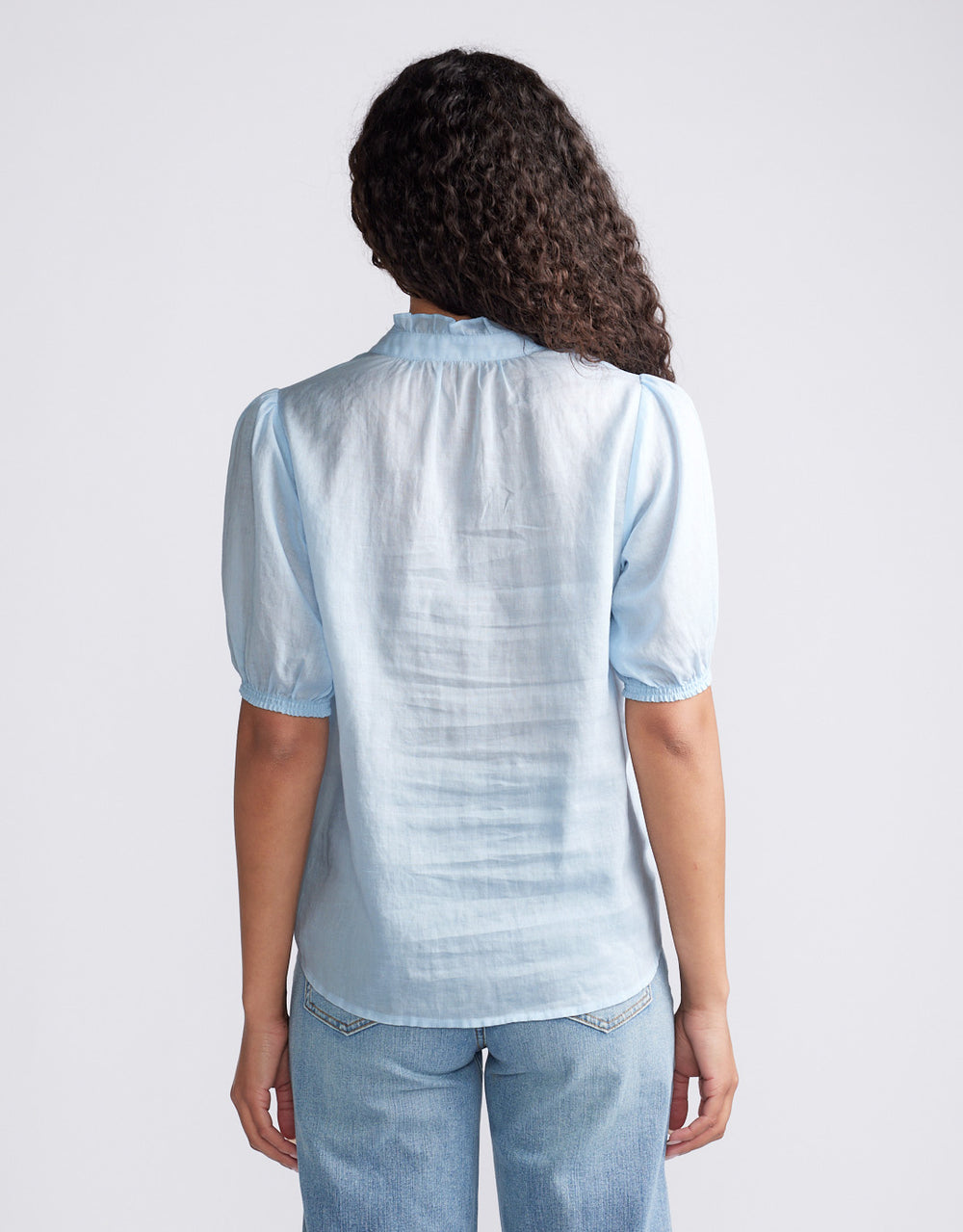 Camden Ruffle Blouse - Ice Blue