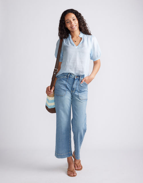 Camden Ruffle Blouse - Ice Blue