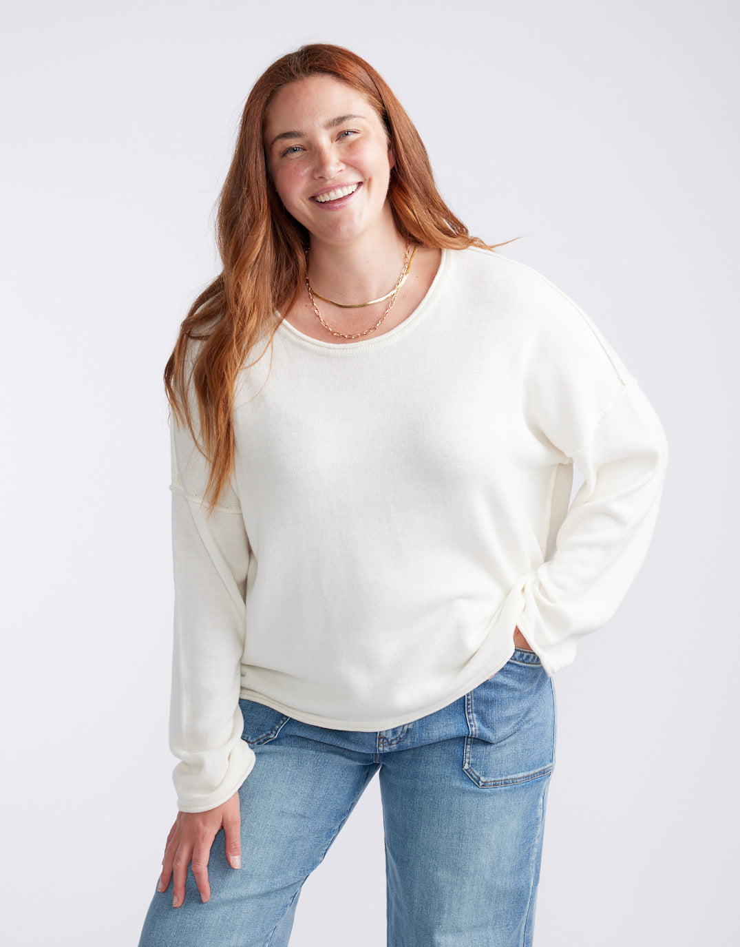 Sorrento Raw Edge Knit - White