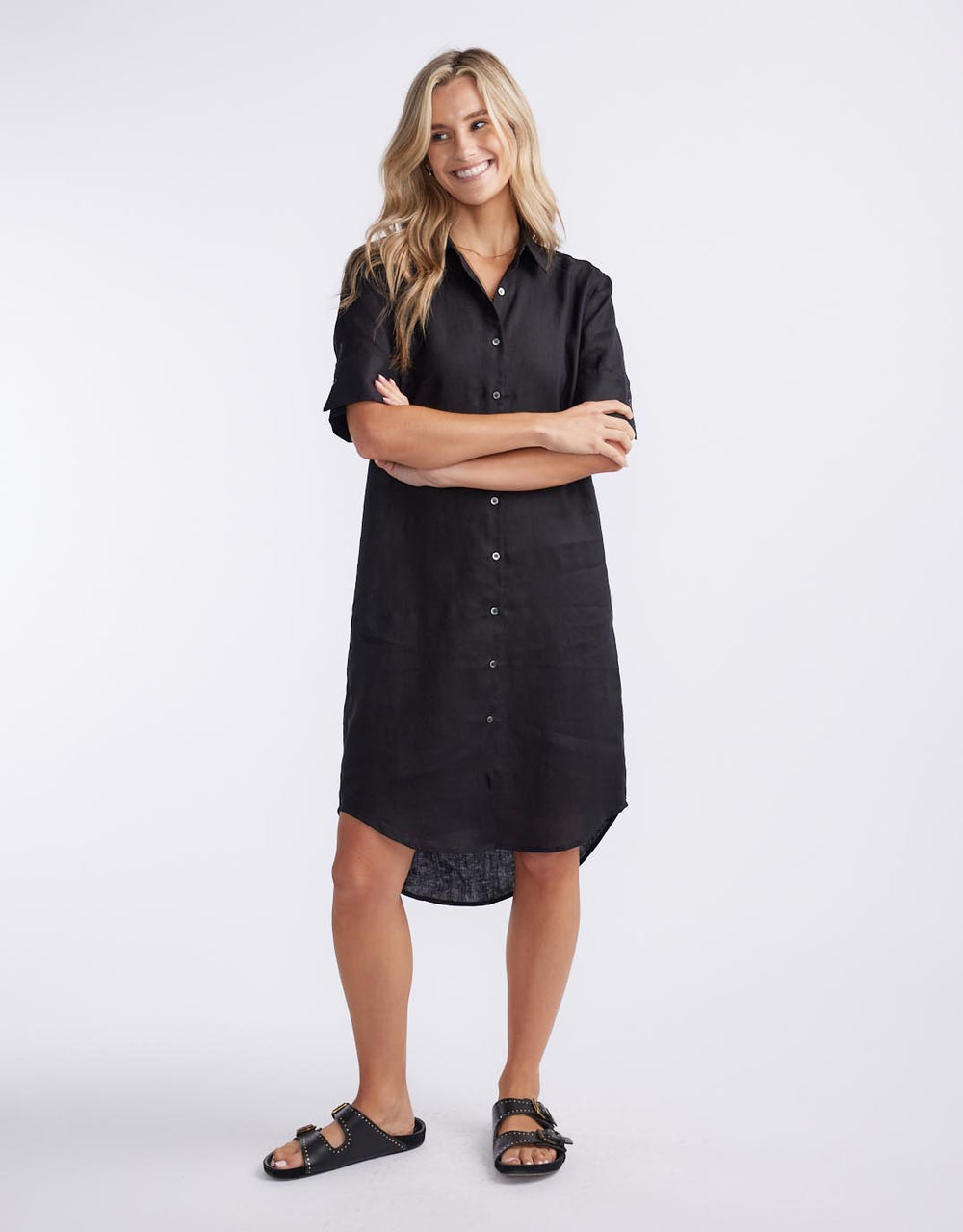 white-ftl-hettie-linen-shirt-dress-black-womens-clothing