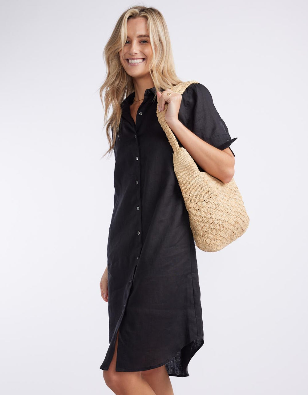 Buy Hettie Linen Shirt Dress - Black White by FTL for Sale Online Australia | White & Co. Buy Hettie Linen Shirt Dress - Black White by FTL for Sale Online Australia | White & Co.