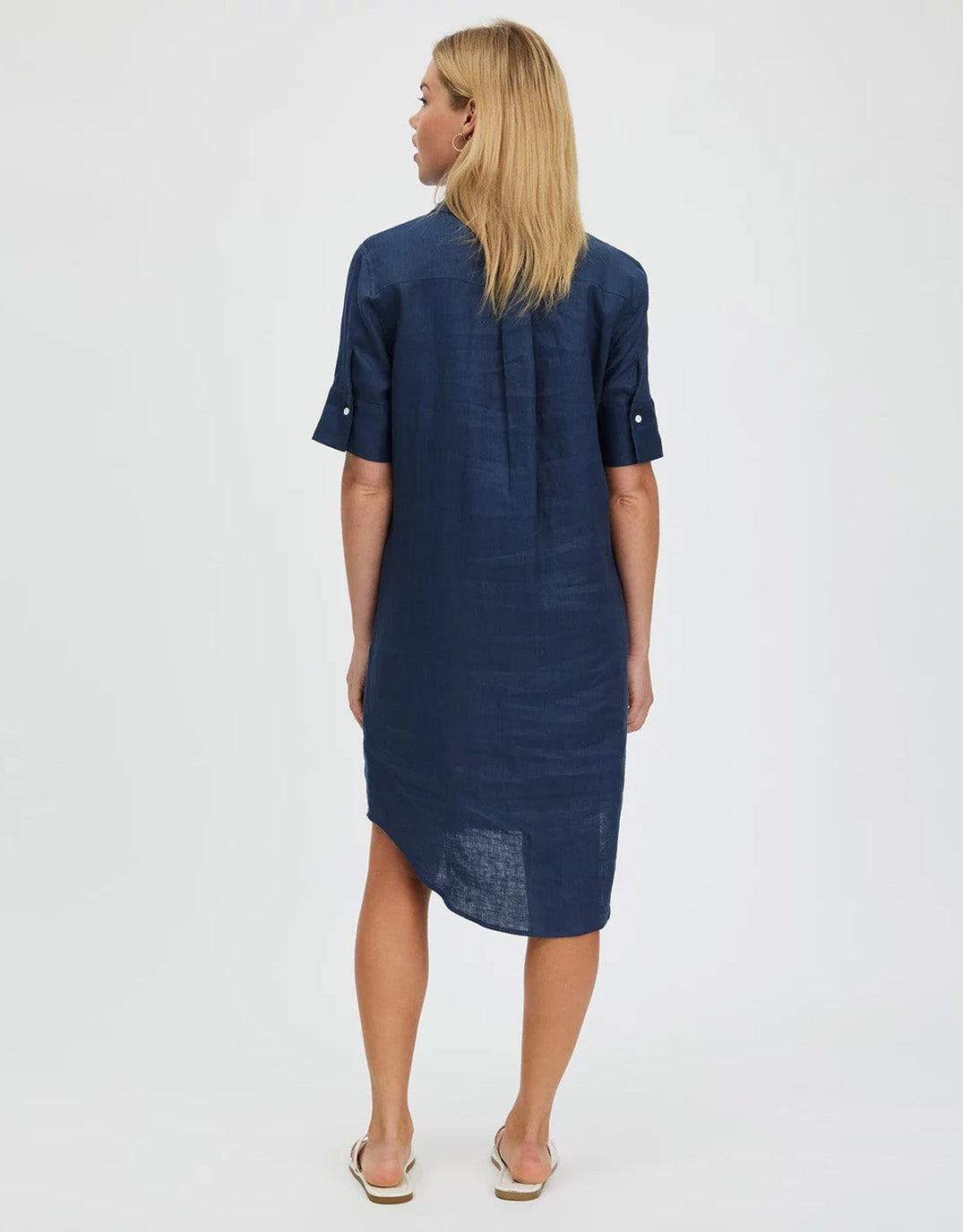 Hettie Linen Shirt Dress - French Navy
