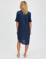 Hettie Linen Shirt Dress - French Navy