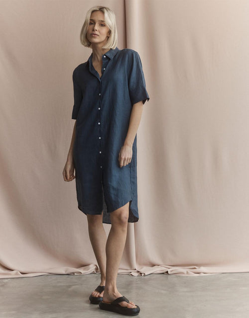 white-ftl-hettie-linen-shirt-dress-french-navy-womens-clothing