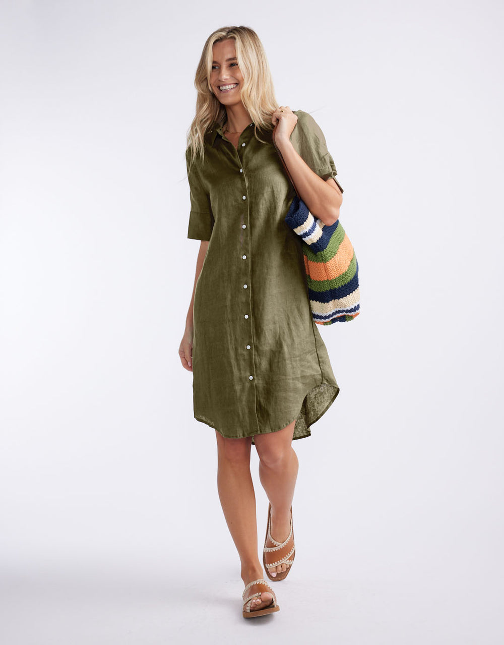 Buy Hettie Linen Shirt Dress - Khaki White by FTL for Sale Online Australia | White & Co. Buy Hettie Linen Shirt Dress - Khaki White by FTL for Sale Online Australia | White & Co.