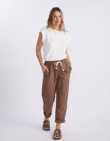 Linen Beach Comber Pant - Chocolate