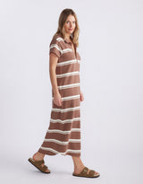 Billie T-Shirt Midi Dress - Mocha/Ecru Stripe