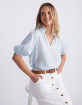 Camden Ruffle Blouse - Ice Blue