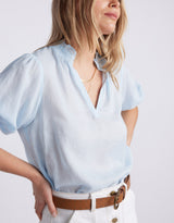 Camden Ruffle Blouse - Ice Blue