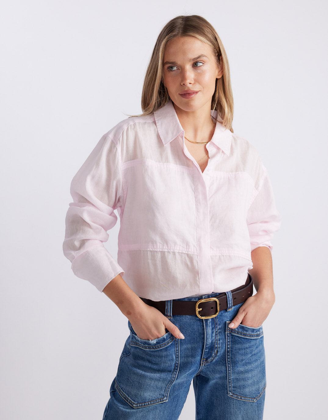 Chloe Panel Shirt - Pink