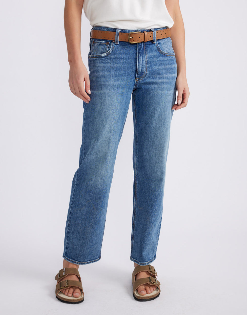 Elodie Stretch Straight Leg Jean - Mid Wash