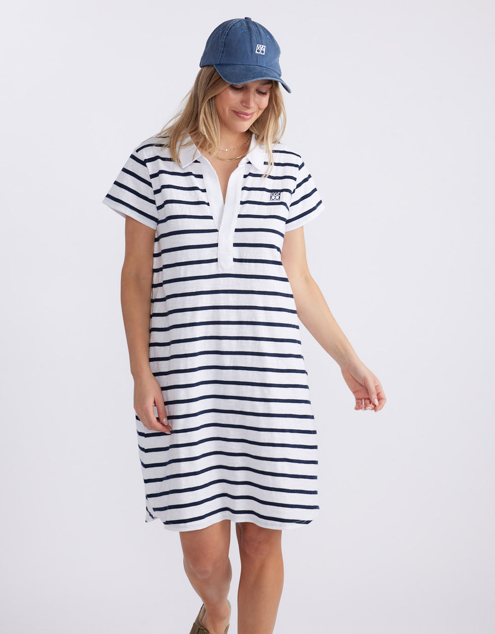 Olivia Polo Tee Dress - Navy/White Stripe