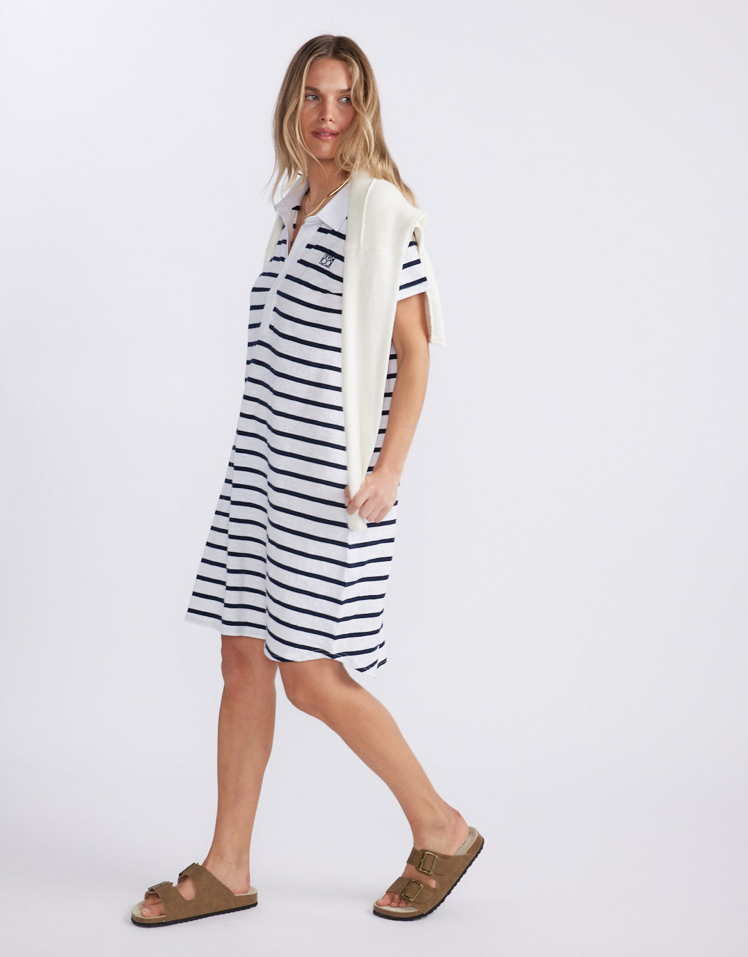 Olivia Polo Tee Dress - Navy/White Stripe