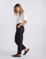 Saskia Stretch Cargo Barrel Jean - Washed Black