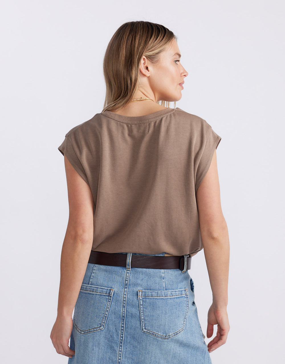 The Edit Cap Sleeve Tank - Chocolate