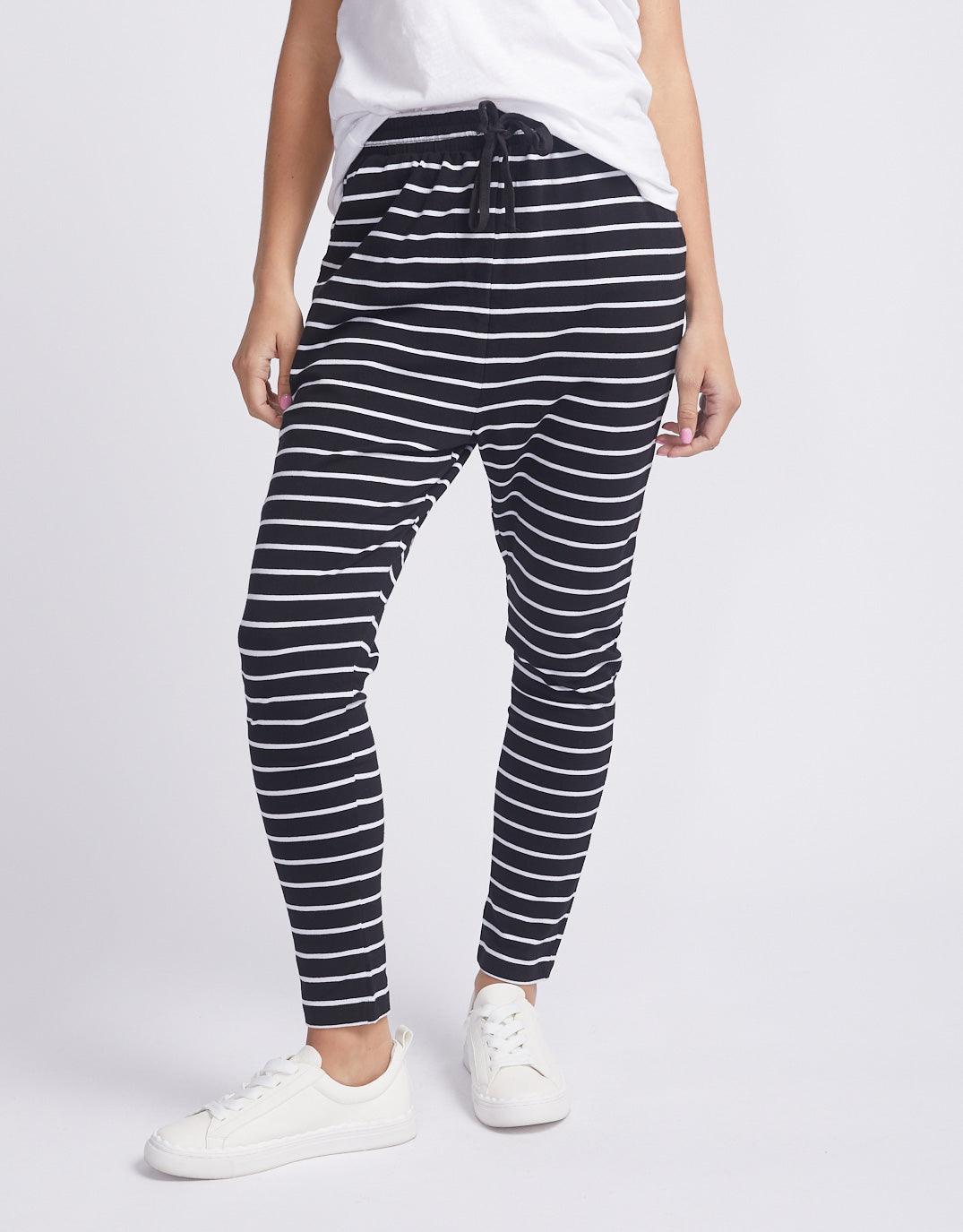 Betty Basics - Jade Lounge Pants - Black/White Stripe - White & Co Living Pants