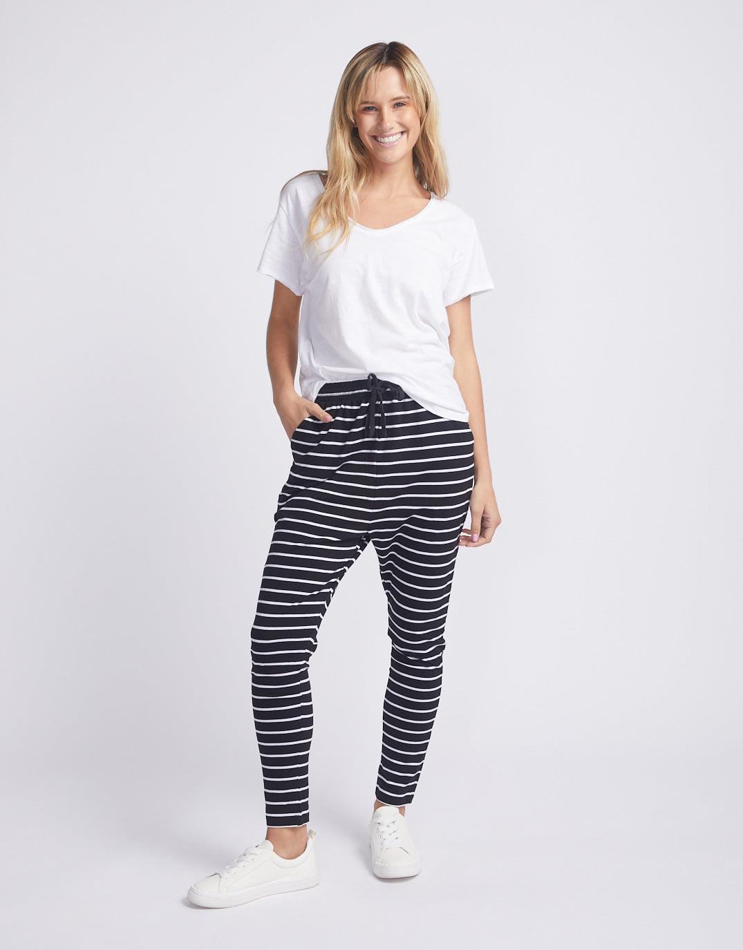 Betty Basics - Jade Lounge Pants - Black/White Stripe - White & Co Living Pants