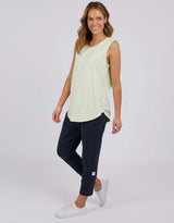 Elm - Cloud Scoop Tank - Lime Cream - White & Co Living Tees & Tanks