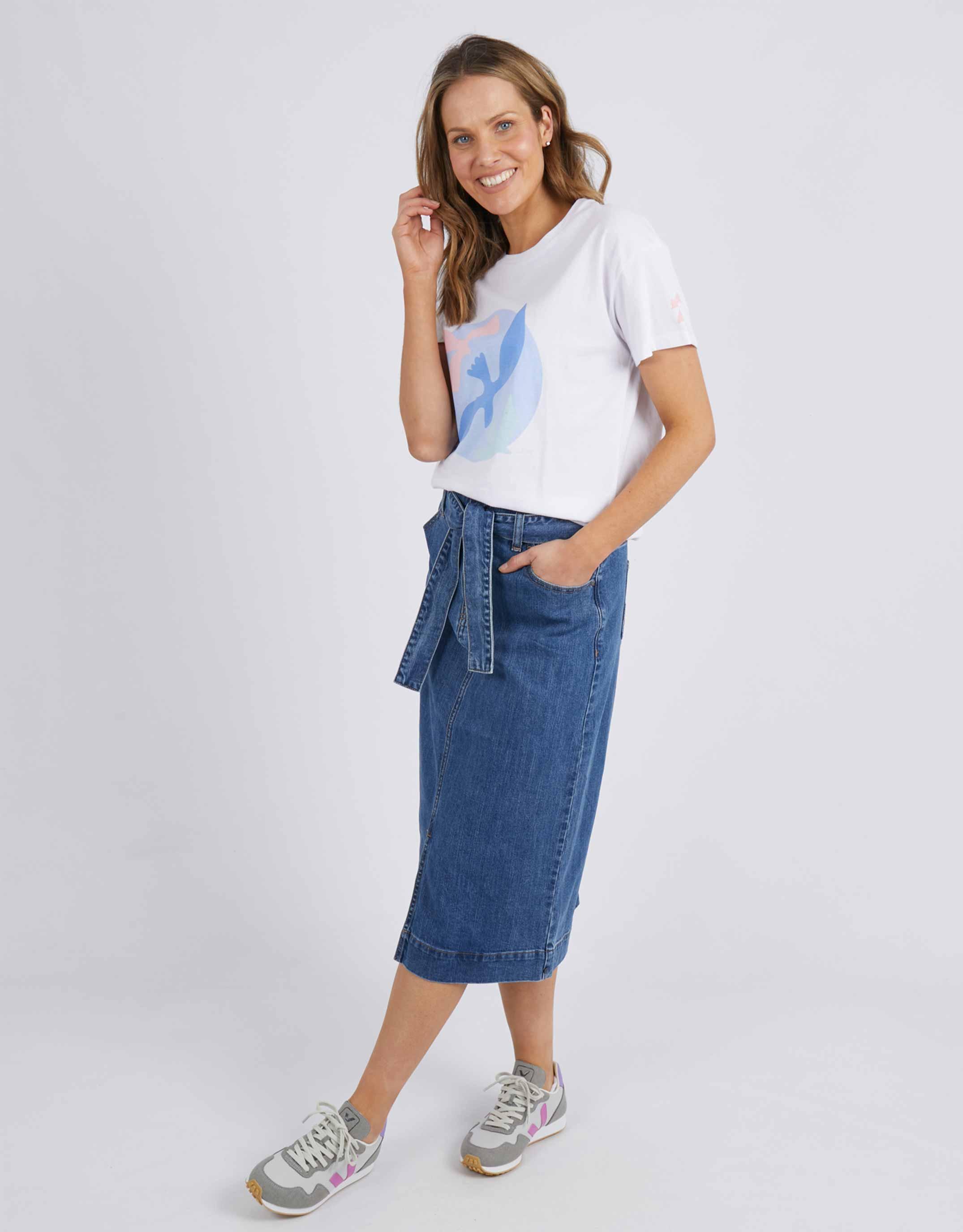 Elm - Emily Denim Skirt - Mid Blue Wash - White & Co Living Skirts