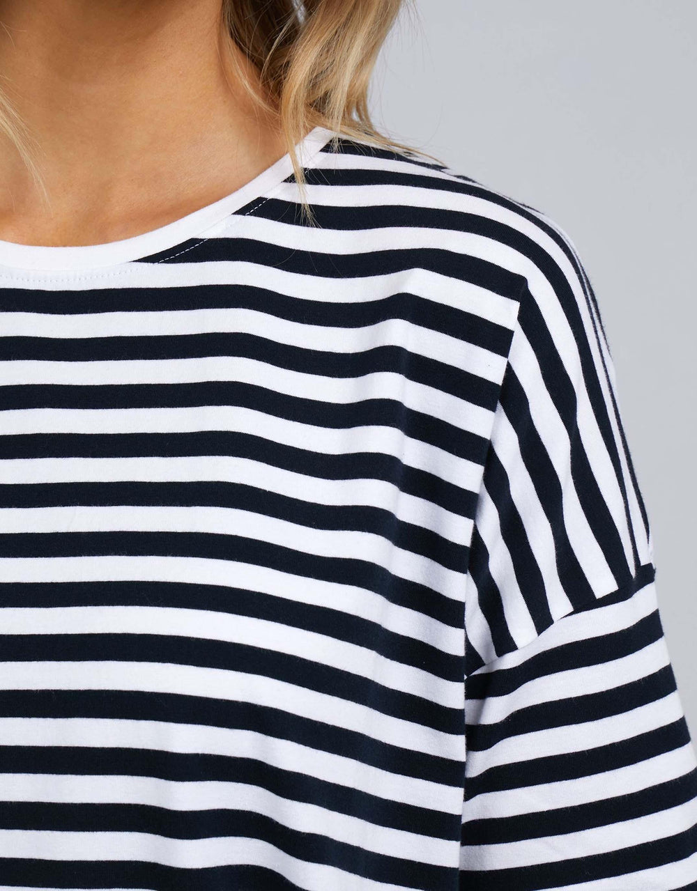 Elm - Lauren Stripe Short Sleeve Tee - Navy & White Stripe - White & Co Living Tees & Tanks