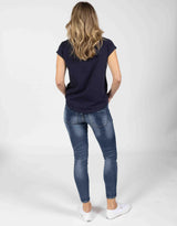 Foxwood - Manly Tee - Navy - White & Co Living Tops