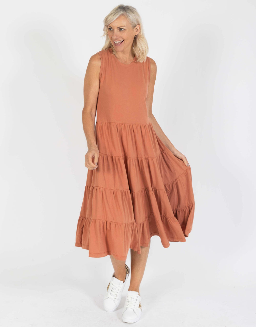 Nebraska Frill Dress - Rust - White & Co Living