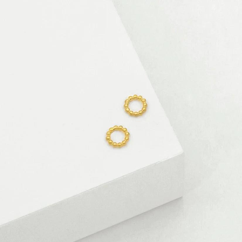 Linda Tahija Jewellery - Beaded Circle Stud Earring - Gold - White & Co Living Accessories