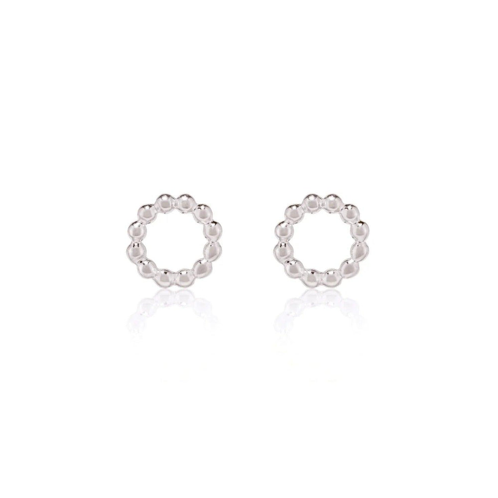 Linda Tahija Jewellery - Beaded Circle Stud Earring - Silver - White & Co Living Accessories