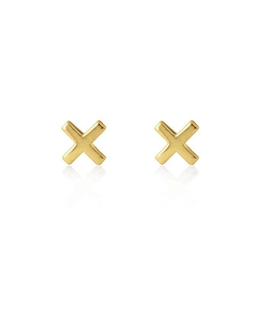 Linda Tahija Jewellery - Cross Stud Earrings - Gold Plated - White & Co Living Accessories
