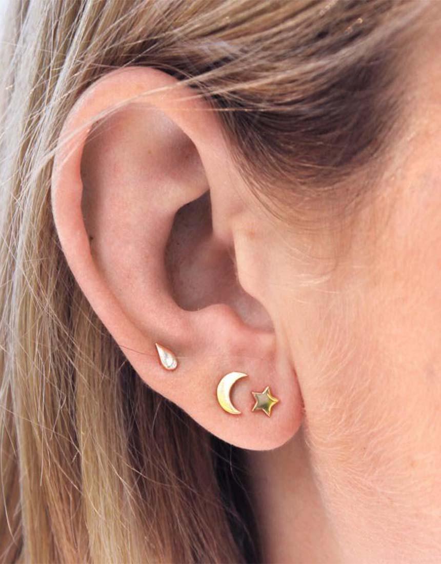Linda Tahija Jewellery - Star & Moon Stud Earrings - Gold Plated - White & Co Living Accessories