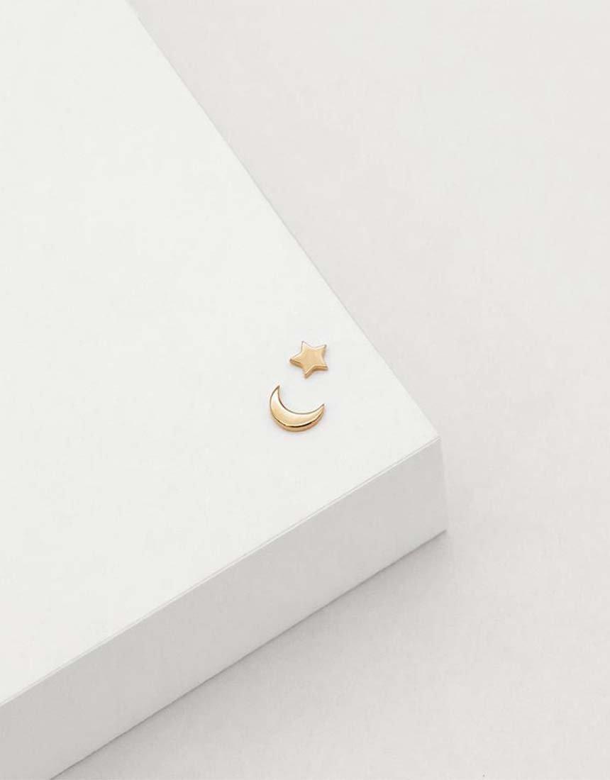 Linda Tahija Jewellery - Star & Moon Stud Earrings - Rose Gold Plated - White & Co Living Accessories