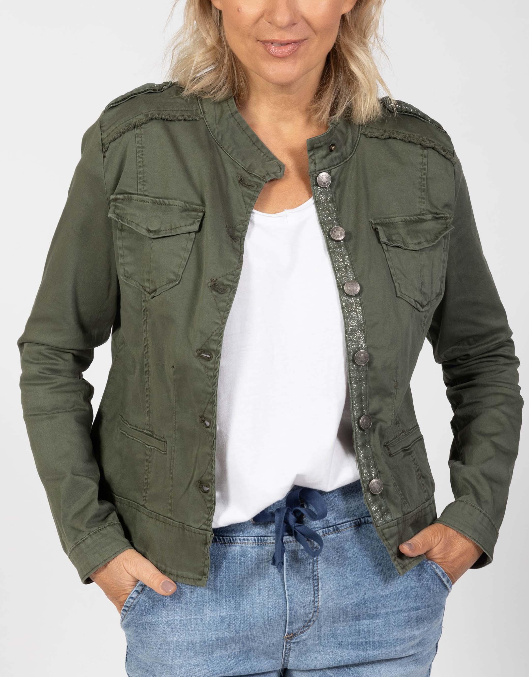 Threadz - Military Denim Jacket - Khaki - White & Co Living Jackets