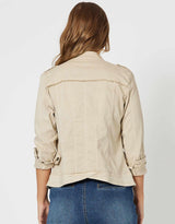 Threadz - Military Denim Jacket - Natural - White & Co Living Jackets