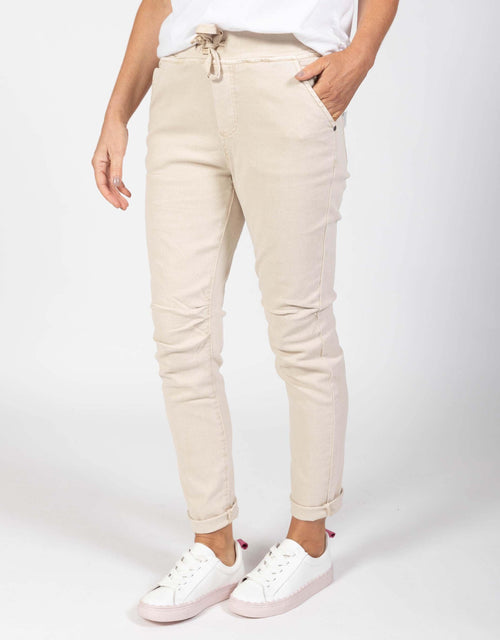 Threadz - Tie Front Jogger Jean - Natural - White & Co Living Jeans