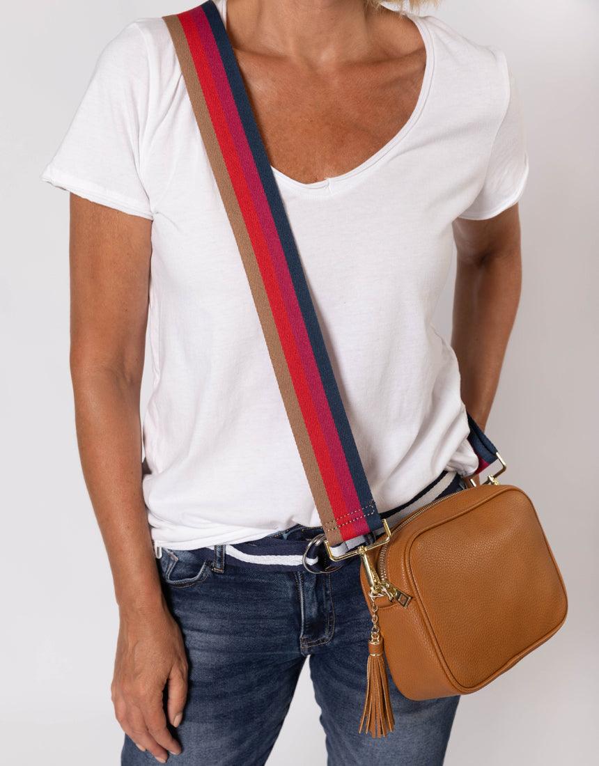 Striped strap crossbody outlet bag