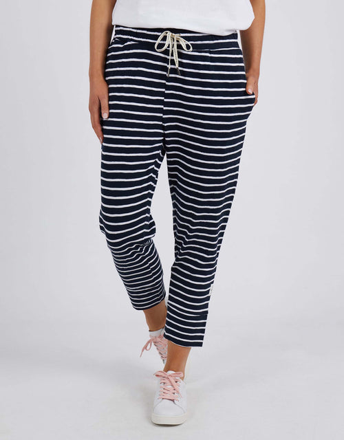 3/4 Brunch Pants - Navy/White Stripe