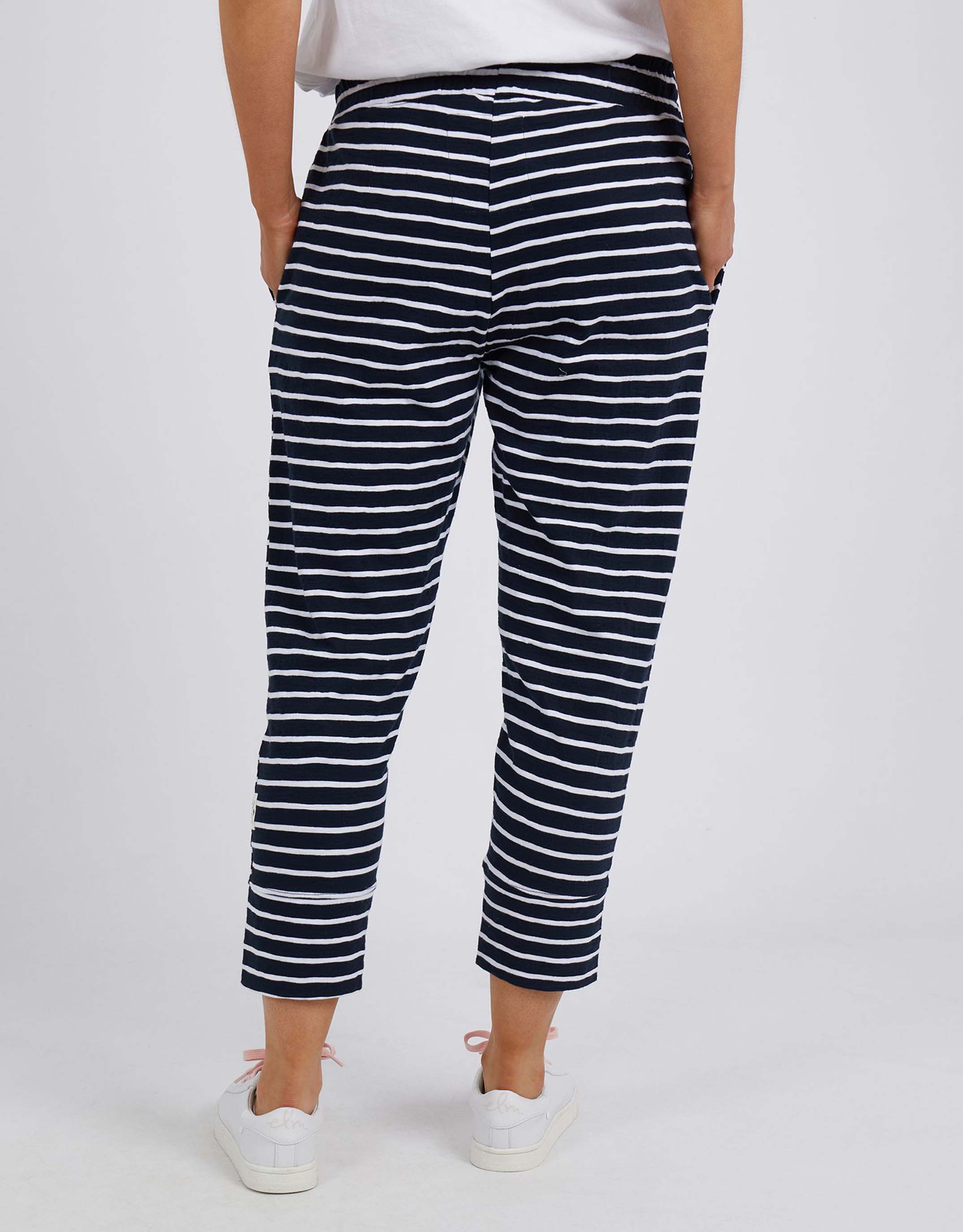 3/4 Brunch Pants - Navy/White Stripe