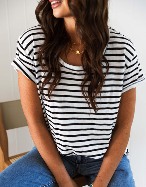 White & Co. - Original Round Neck T-Shirt - Black/White Stripe - White & Co Living Tees & Tanks