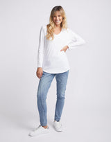 White & Co. - Original V-Neck Long Sleeve T-Shirt - White - White & Co Living Tops