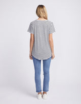 White & Co. - Original V Neck T-Shirt - Black/White Stripe - White & Co Living Tops