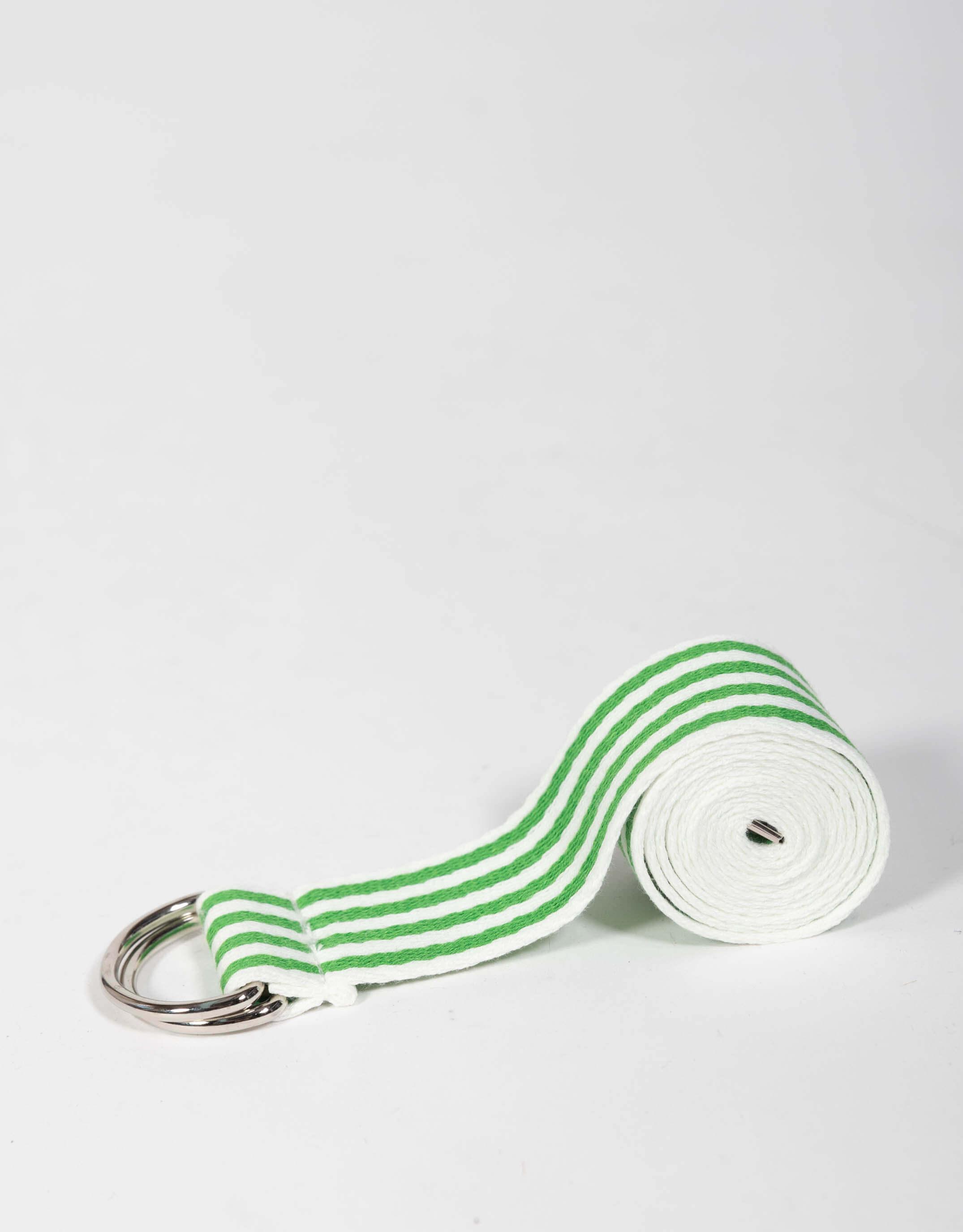 White & Co. - Portsea D-Ring Belt - Green/White Stripe - White & Co Living Accessories