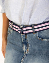 White & Co. - Portsea D-Ring Belt - Navy/Pink - White & Co Living Accessories