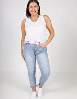 Plus Size Frayed Slim Fit Jeans - Light Denim PQ Collection