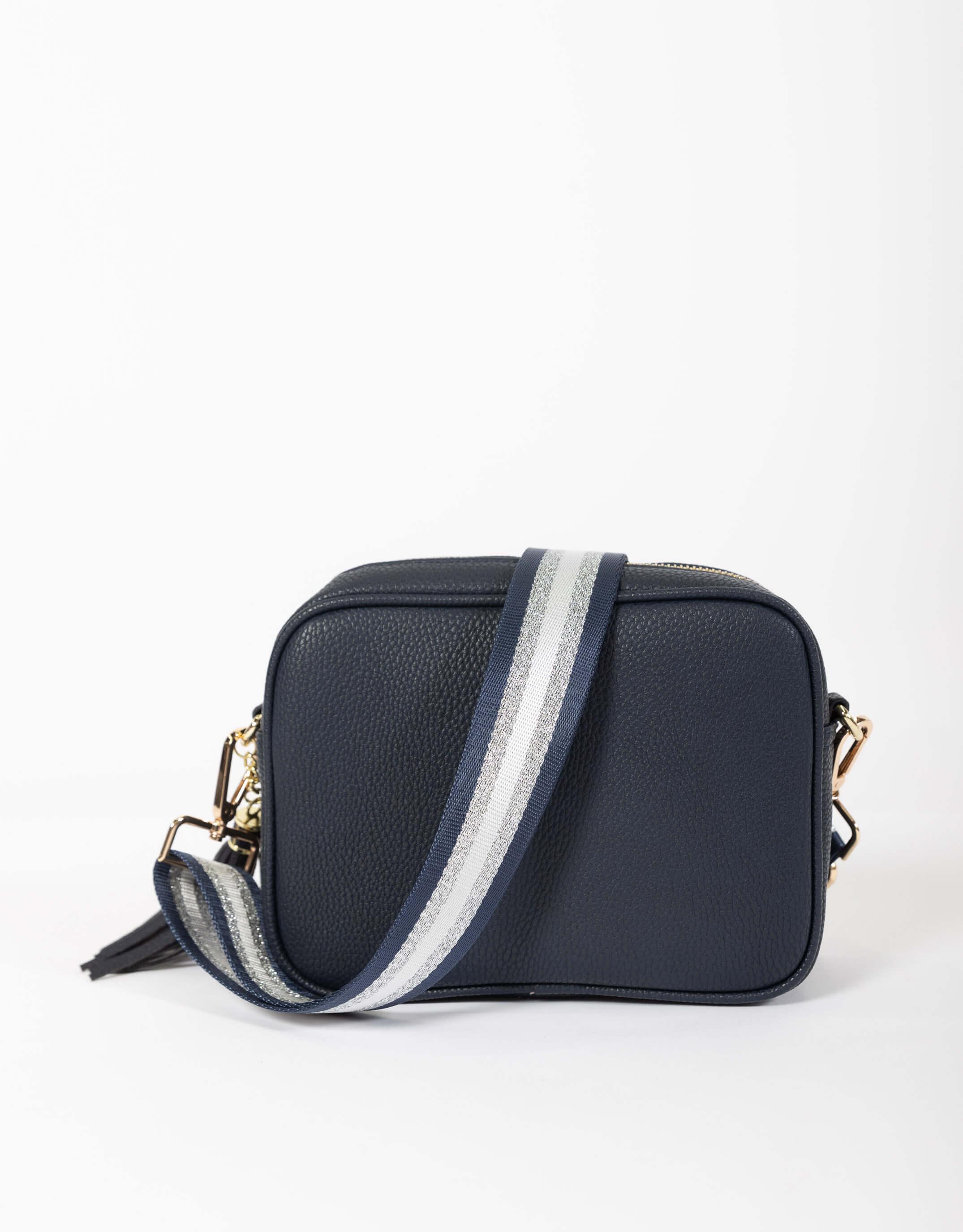 Buy Zoe Crossbody Bag - Navy/Navy and Silver Stripe White & Co. for ...